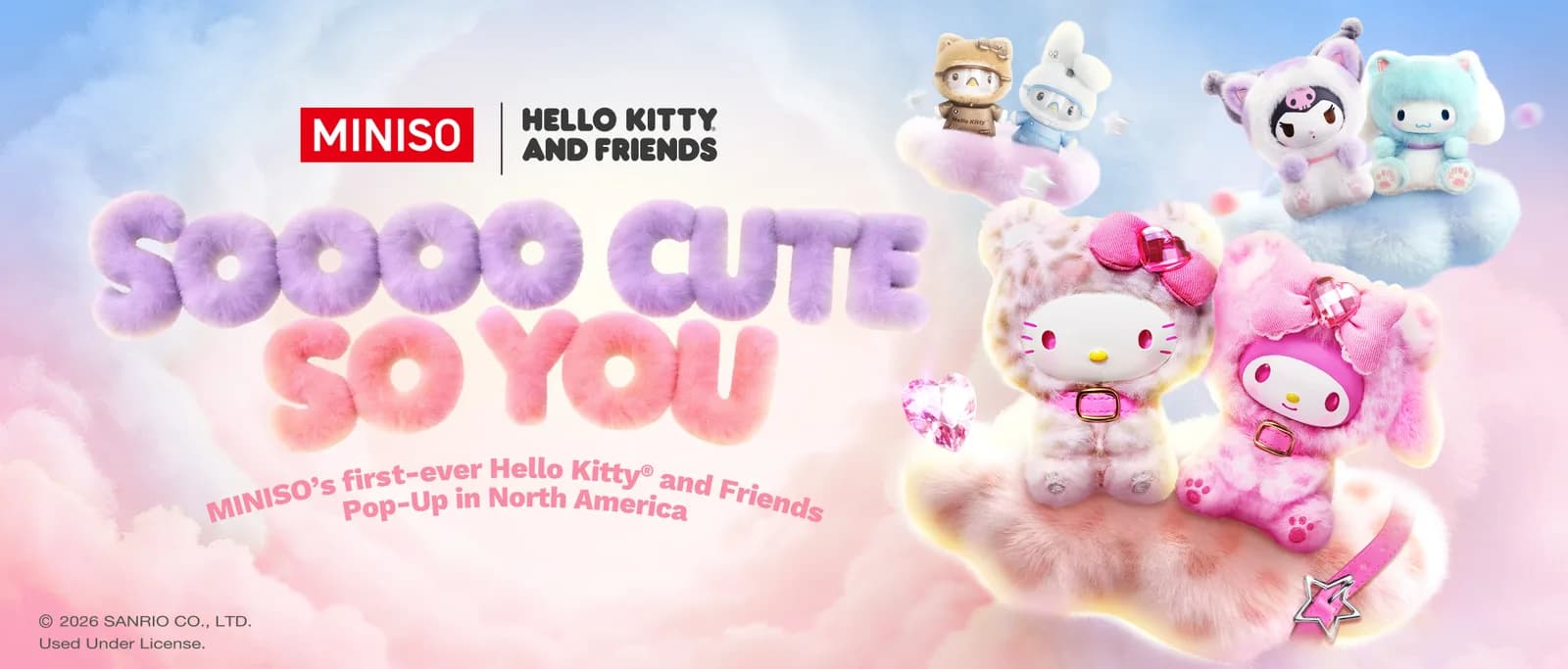 Vista de una tienda Miniso con exhibición de productos de diseño y colaboraciones IP.