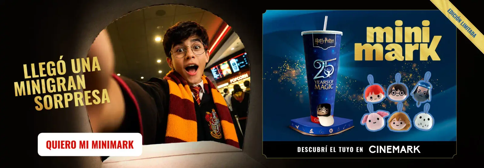 Banner promocional de Cinemark mostrando la experiencia en salas de cine con formato Minimark.