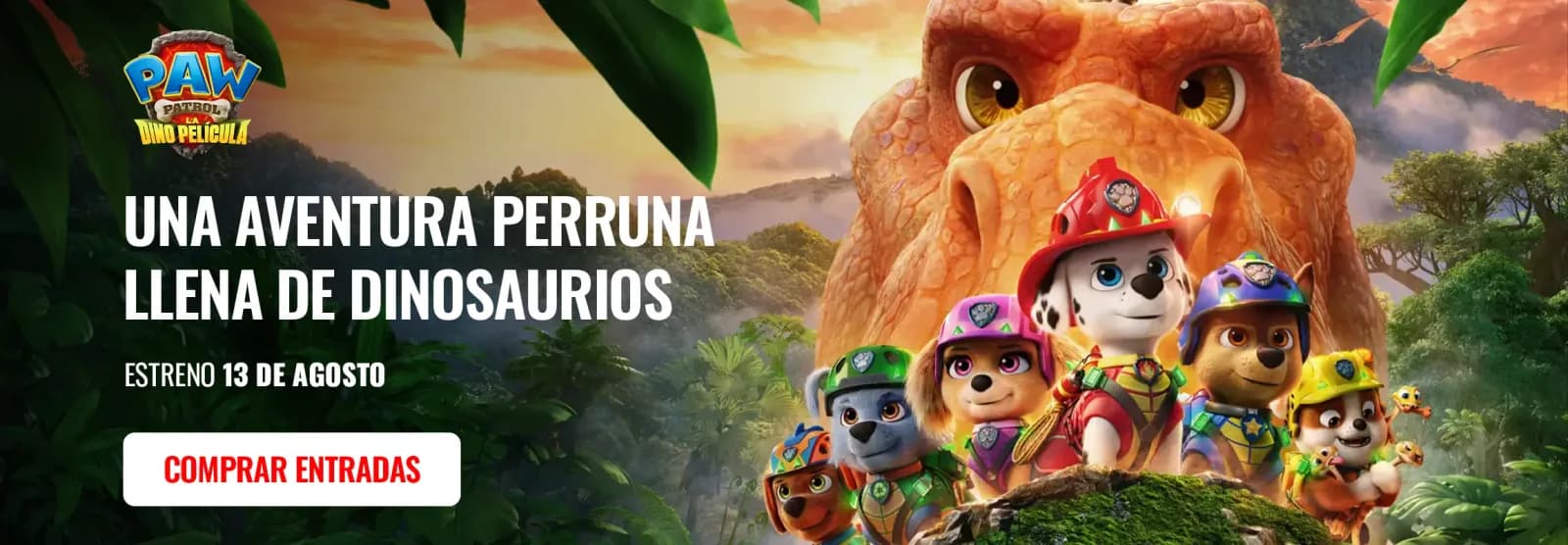 Banner de Cinemark para una función especial de Paw Patrol Live, experiencia de entretenimiento familiar en salas.